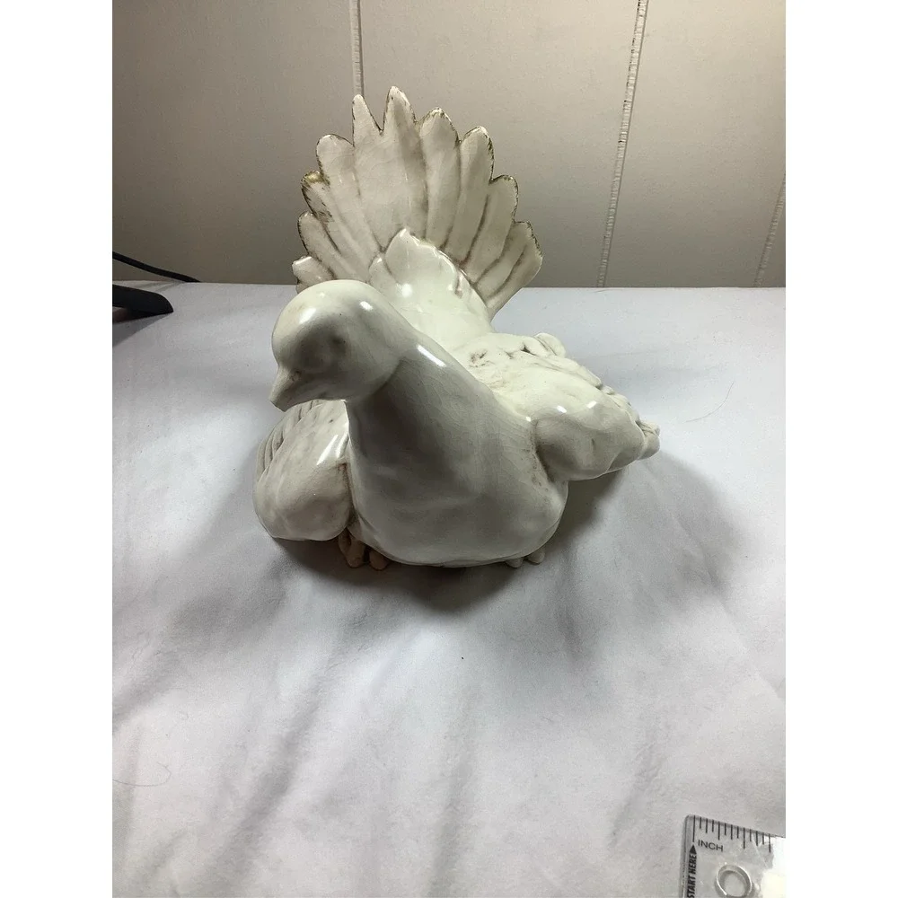 White Ceramic Dove Pigeon Bird Statue MCM 11